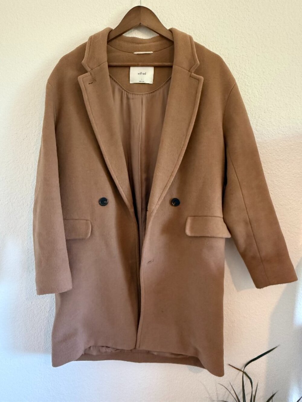Aritzia camel wool pea coat